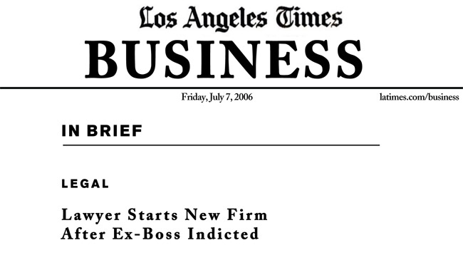 Lawyer Starts New Firm After Ex-Boss Indicted