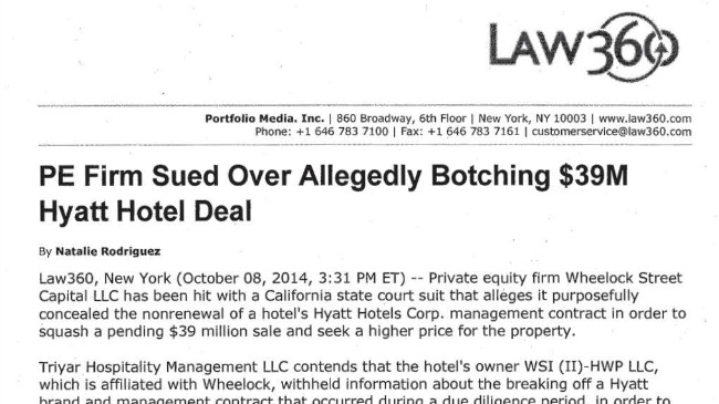 Miller Barondess Files Suit Over Botched $39 Million Hyatt Hotel Deal