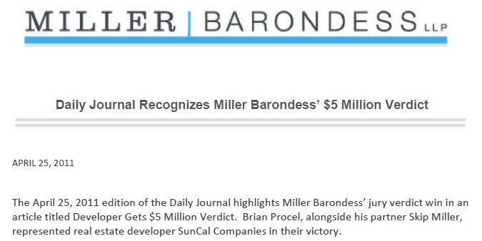 Daily Journal Recognizes Miller Barondess’ $5 Million Verdict